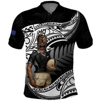 Custom New Zealand Silver Fern Rugby Polo Shirt 2024 Aotearoa Maori Mascot Go All Black LT14 Black - Polynesian Pride