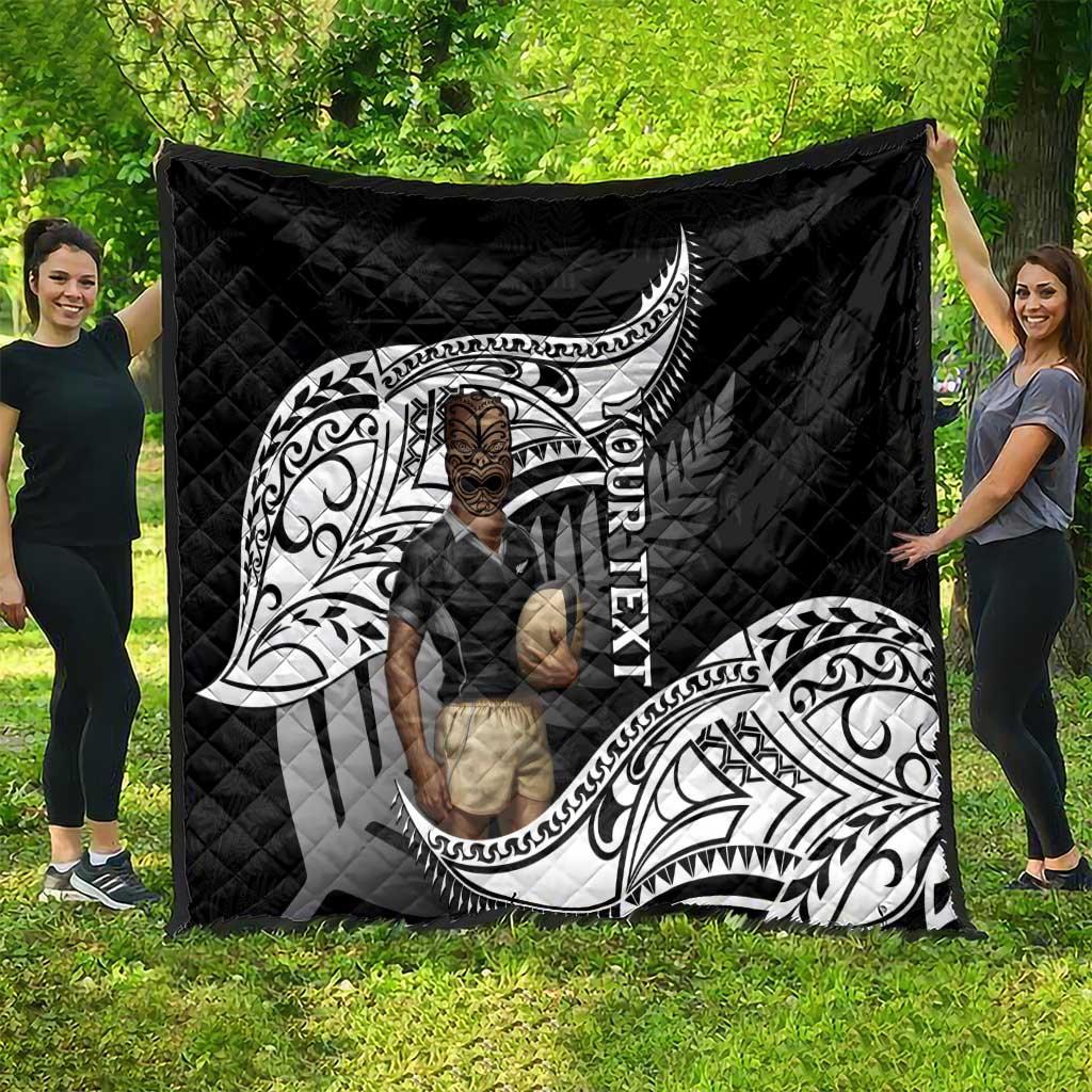 Custom New Zealand Silver Fern Rugby Quilt 2024 Aotearoa Maori Mascot Go All Black LT14 - Polynesian Pride