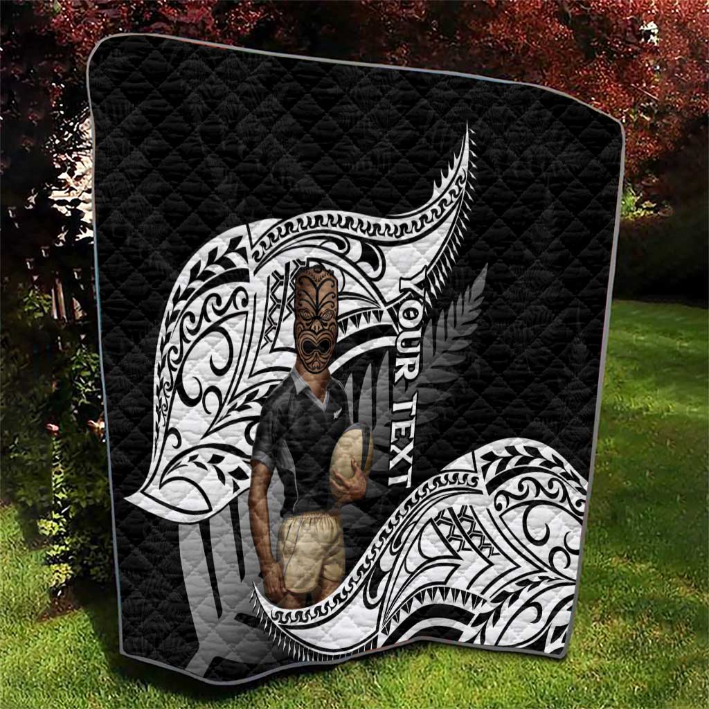 Custom New Zealand Silver Fern Rugby Quilt 2024 Aotearoa Maori Mascot Go All Black LT14 - Polynesian Pride