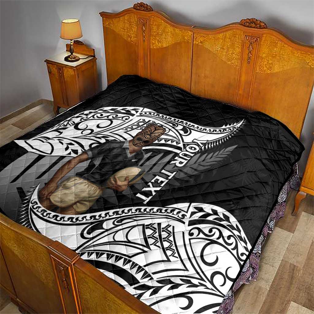 Custom New Zealand Silver Fern Rugby Quilt 2024 Aotearoa Maori Mascot Go All Black LT14 - Polynesian Pride