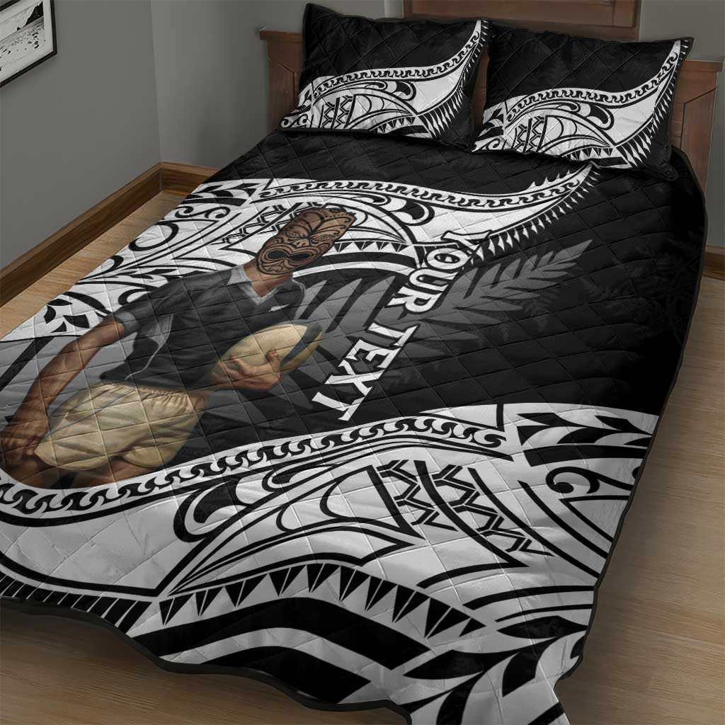 Custom New Zealand Silver Fern Rugby Quilt Bed Set 2024 Aotearoa Maori Mascot Go All Black