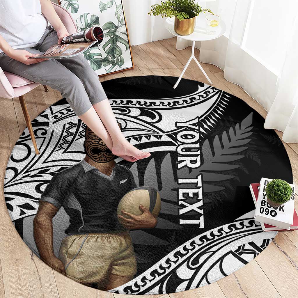 Custom New Zealand Silver Fern Rugby Round Carpet 2024 Aotearoa Maori Mascot Go All Black LT14 - Polynesian Pride