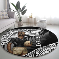 Custom New Zealand Silver Fern Rugby Round Carpet 2024 Aotearoa Maori Mascot Go All Black LT14 - Polynesian Pride