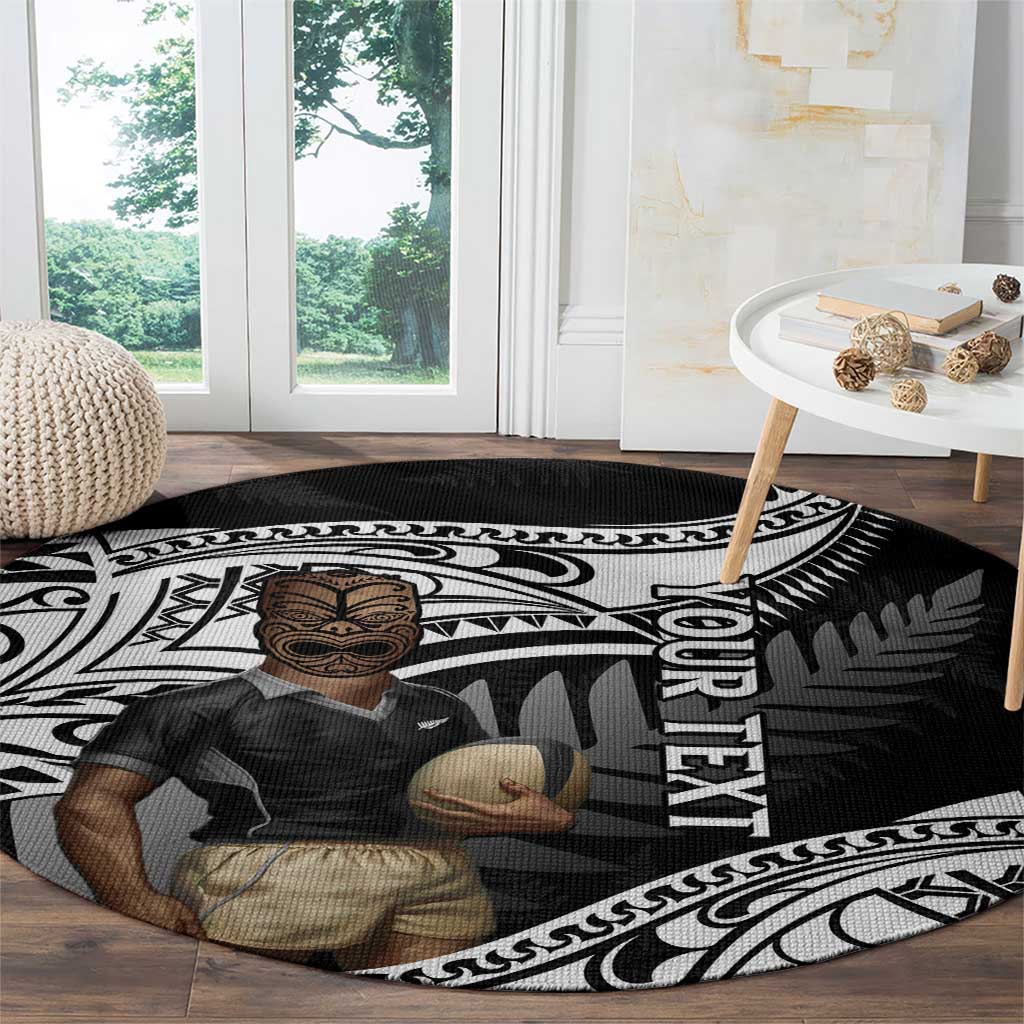 Custom New Zealand Silver Fern Rugby Round Carpet 2024 Aotearoa Maori Mascot Go All Black LT14 - Polynesian Pride