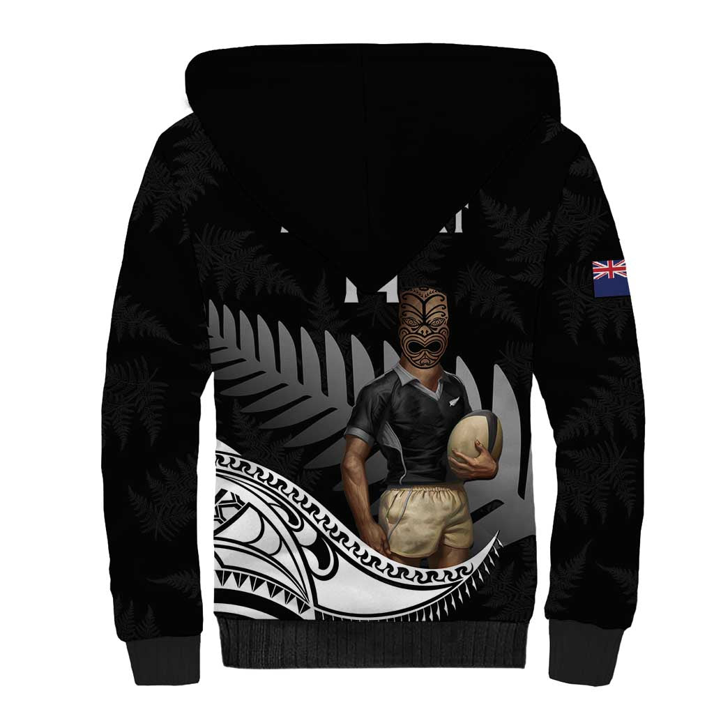 Custom New Zealand Silver Fern Rugby Sherpa Hoodie 2024 Aotearoa Maori Mascot Go All Black LT14 - Polynesian Pride