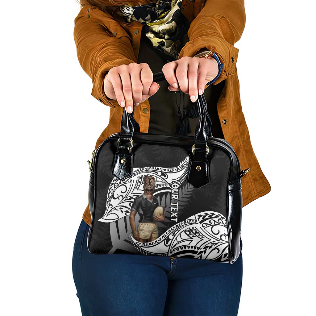 Custom New Zealand Silver Fern Rugby Shoulder Handbag 2024 Aotearoa Maori Mascot Go All Black LT14 One Size Black - Polynesian Pride