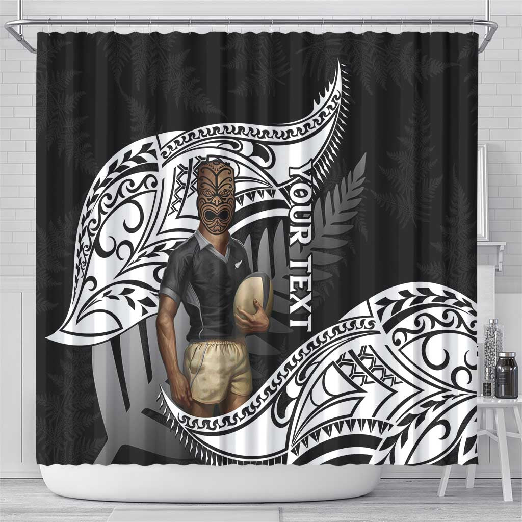 Custom New Zealand Silver Fern Rugby Shower Curtain 2024 Aotearoa Maori Mascot Go All Black LT14 - Polynesian Pride