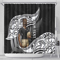 Custom New Zealand Silver Fern Rugby Shower Curtain 2024 Aotearoa Maori Mascot Go All Black LT14 - Polynesian Pride