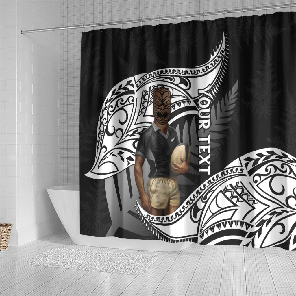 Custom New Zealand Silver Fern Rugby Shower Curtain 2024 Aotearoa Maori Mascot Go All Black LT14 - Polynesian Pride
