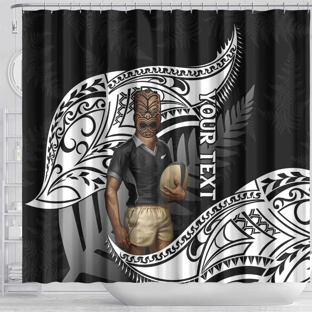 Custom New Zealand Silver Fern Rugby Shower Curtain 2024 Aotearoa Maori Mascot Go All Black LT14 - Polynesian Pride