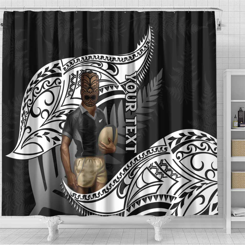 Custom New Zealand Silver Fern Rugby Shower Curtain 2024 Aotearoa Maori Mascot Go All Black LT14 - Polynesian Pride
