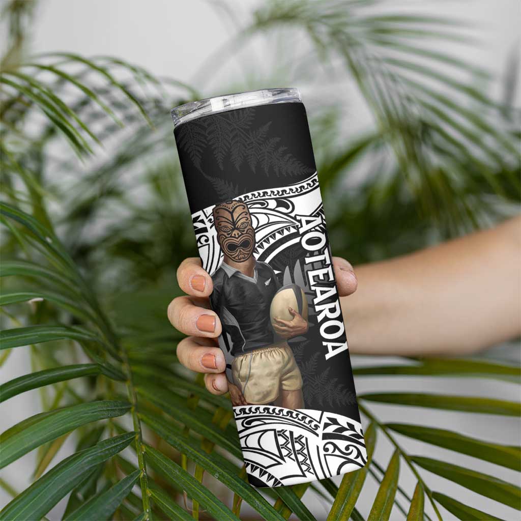 Custom New Zealand Silver Fern Rugby Skinny Tumbler 2024 Aotearoa Maori Mascot Go All Black LT14 - Polynesian Pride