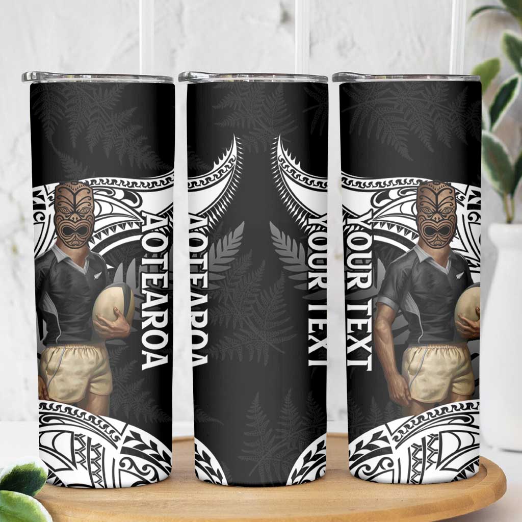 Custom New Zealand Silver Fern Rugby Skinny Tumbler 2024 Aotearoa Maori Mascot Go All Black LT14 - Polynesian Pride