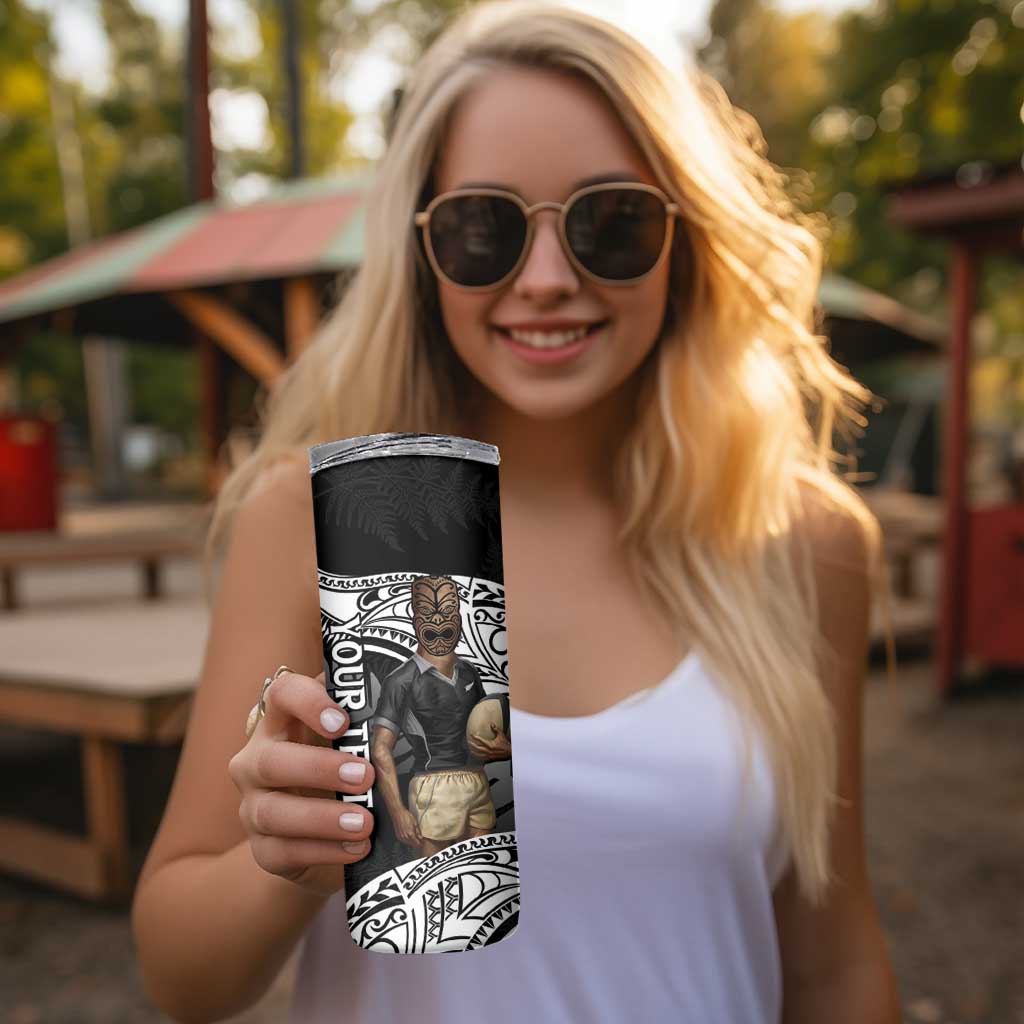 Custom New Zealand Silver Fern Rugby Skinny Tumbler 2024 Aotearoa Maori Mascot Go All Black LT14 - Polynesian Pride