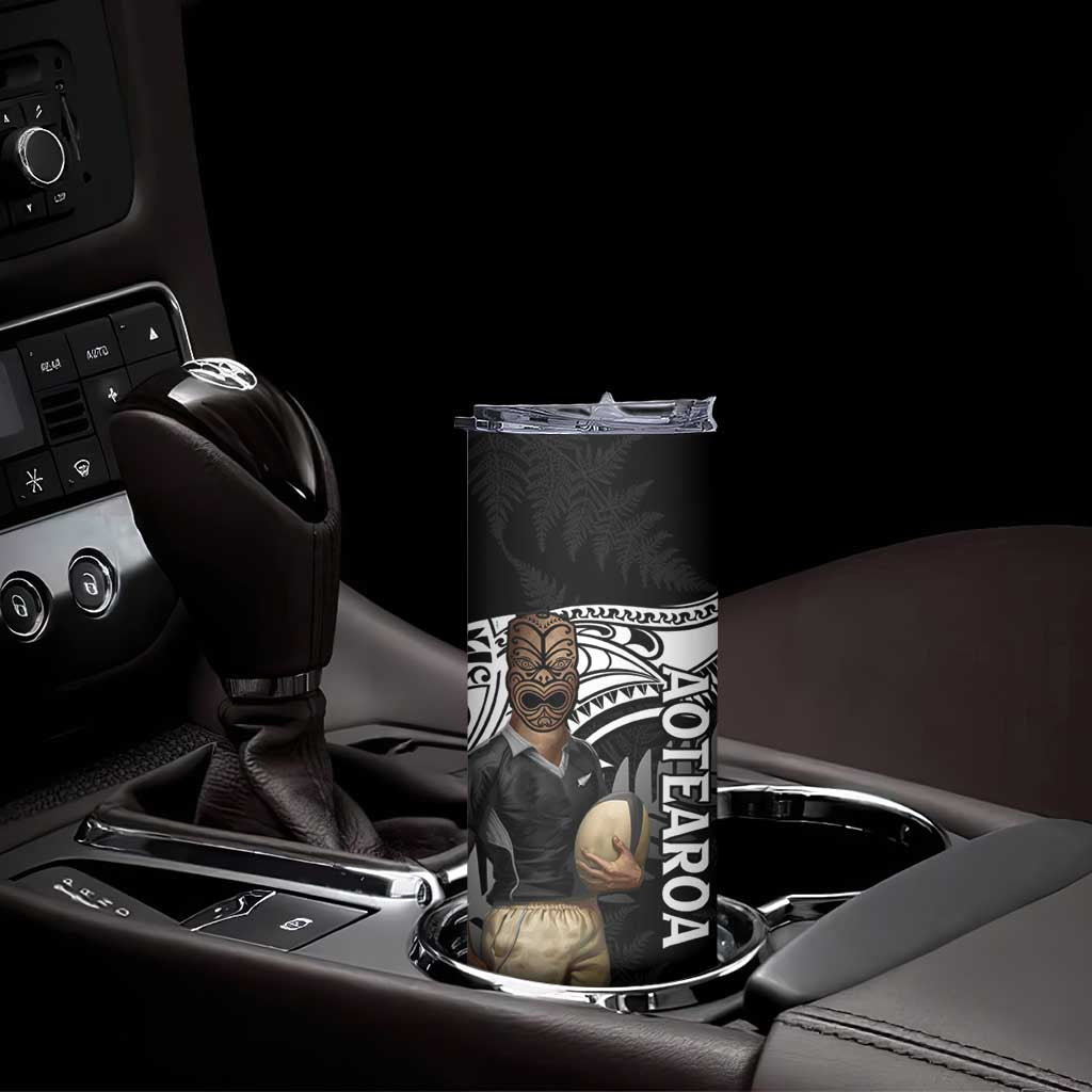 Custom New Zealand Silver Fern Rugby Skinny Tumbler 2024 Aotearoa Maori Mascot Go All Black LT14 - Polynesian Pride