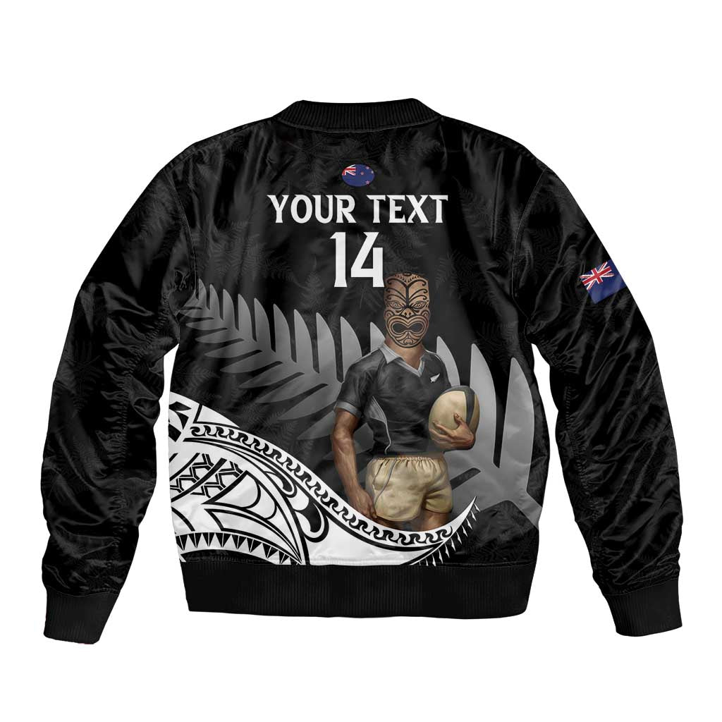 Custom New Zealand Silver Fern Rugby Sleeve Zip Bomber Jacket 2024 Aotearoa Maori Mascot Go All Black LT14 - Polynesian Pride