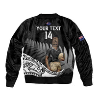 Custom New Zealand Silver Fern Rugby Sleeve Zip Bomber Jacket 2024 Aotearoa Maori Mascot Go All Black LT14 - Polynesian Pride