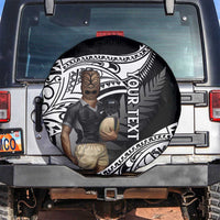 Custom New Zealand Silver Fern Rugby Spare Tire Cover 2024 Aotearoa Maori Mascot Go All Black LT14 Black - Polynesian Pride