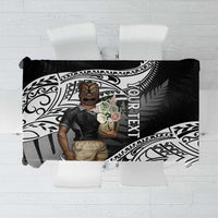 Custom New Zealand Silver Fern Rugby Tablecloth 2024 Aotearoa Maori Mascot Go All Black LT14 Black - Polynesian Pride