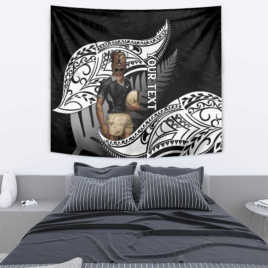 Custom New Zealand Silver Fern Rugby Tapestry 2024 Aotearoa Maori Mascot Go All Black LT14 - Polynesian Pride