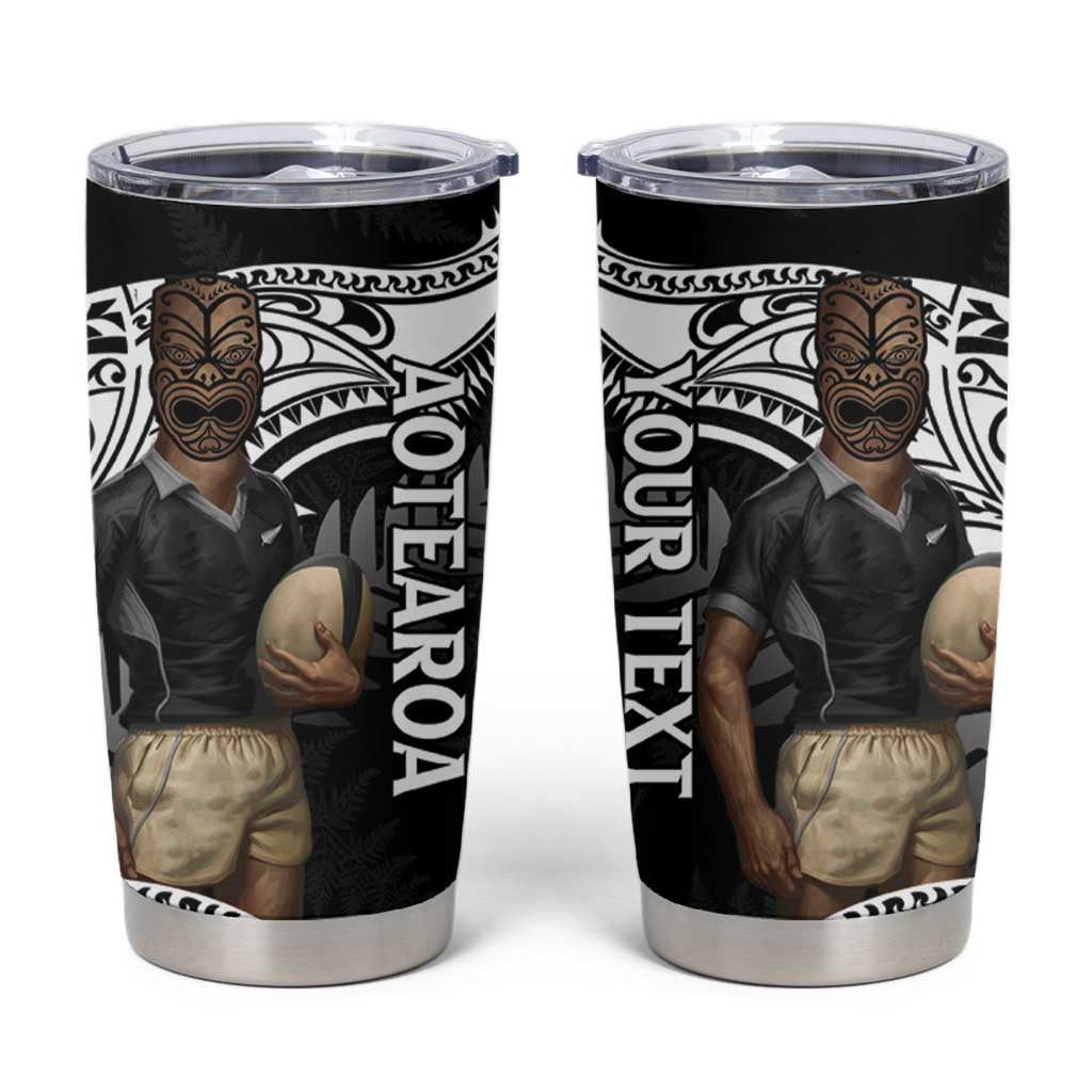 Custom New Zealand Silver Fern Rugby Tumbler Cup 2024 Aotearoa Maori Mascot Go All Black LT14 Black - Polynesian Pride