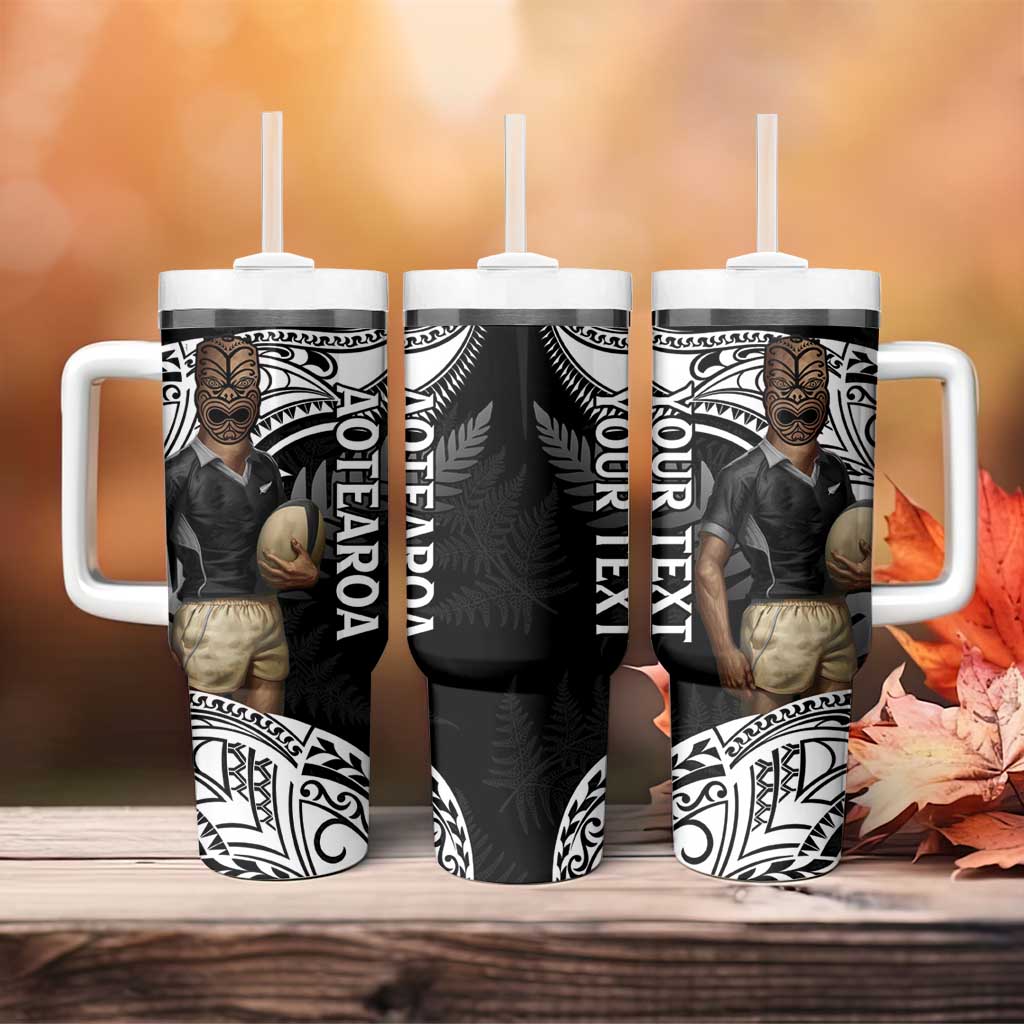 Custom New Zealand Silver Fern Rugby Tumbler With Handle 2024 Aotearoa Maori Mascot Go All Black LT14 - Polynesian Pride