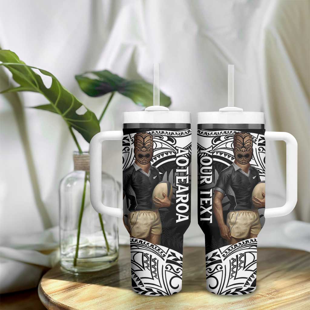 Custom New Zealand Silver Fern Rugby Tumbler With Handle 2024 Aotearoa Maori Mascot Go All Black LT14 - Polynesian Pride