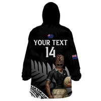 Custom New Zealand Silver Fern Rugby Wearable Blanket Hoodie 2024 Aotearoa Maori Mascot Go All Black LT14 - Polynesian Pride