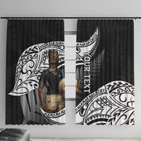 Custom New Zealand Silver Fern Rugby Window Curtain 2024 Aotearoa Maori Mascot Go All Black LT14 With Hooks Black - Polynesian Pride