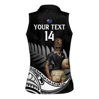 Custom New Zealand Silver Fern Rugby Women Sleeveless Polo Shirt 2024 Aotearoa Maori Mascot Go All Black LT14 - Polynesian Pride