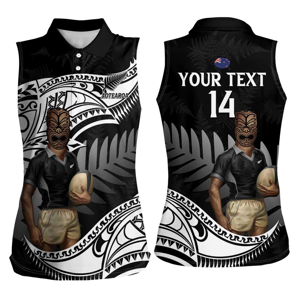 Custom New Zealand Silver Fern Rugby Women Sleeveless Polo Shirt 2024 Aotearoa Maori Mascot Go All Black LT14 - Polynesian Pride