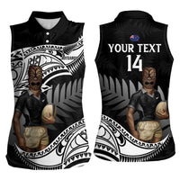 Custom New Zealand Silver Fern Rugby Women Sleeveless Polo Shirt 2024 Aotearoa Maori Mascot Go All Black LT14 - Polynesian Pride
