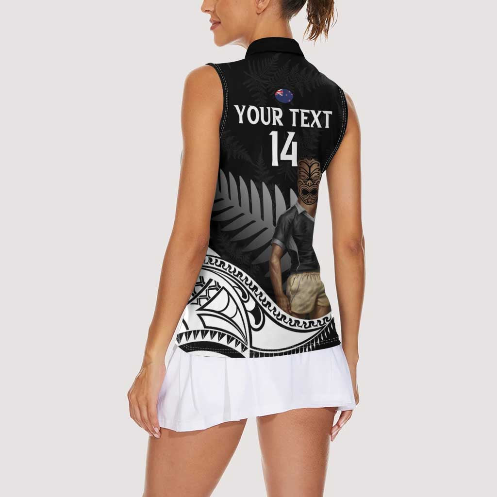 Custom New Zealand Silver Fern Rugby Women Sleeveless Polo Shirt 2024 Aotearoa Maori Mascot Go All Black LT14 - Polynesian Pride