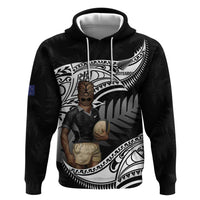 Custom New Zealand Silver Fern Rugby Zip Hoodie 2024 Aotearoa Maori Mascot Go All Black LT14 Pullover Hoodie Black - Polynesian Pride