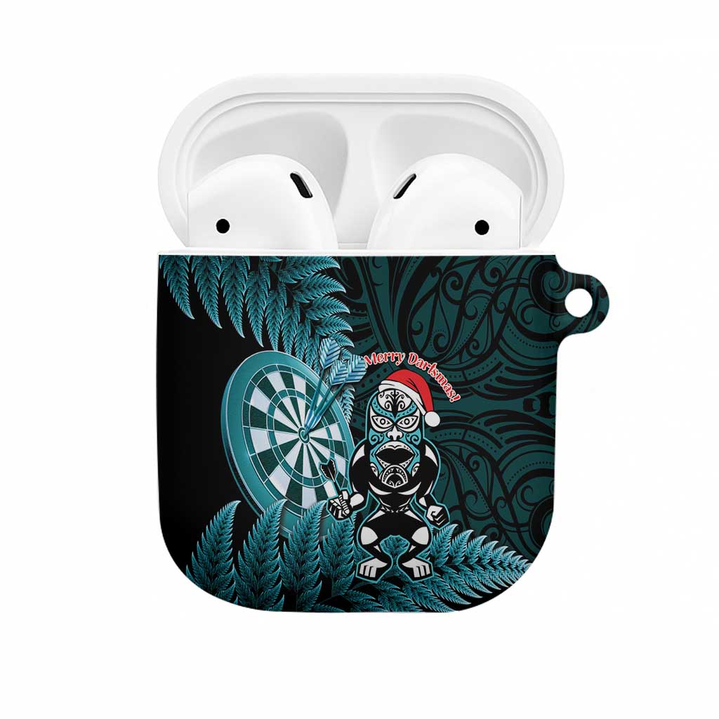 New Zealand Darts Christmas AirPods Case Maori Fern Merry Dartsmas LT14 Cyan - Polynesian Pride