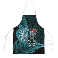 New Zealand Darts Christmas Apron Maori Fern Merry Dartsmas LT14 Cyan - Polynesian Pride