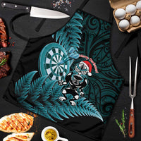 New Zealand Darts Christmas Apron Maori Fern Merry Dartsmas LT14 Cyan - Polynesian Pride
