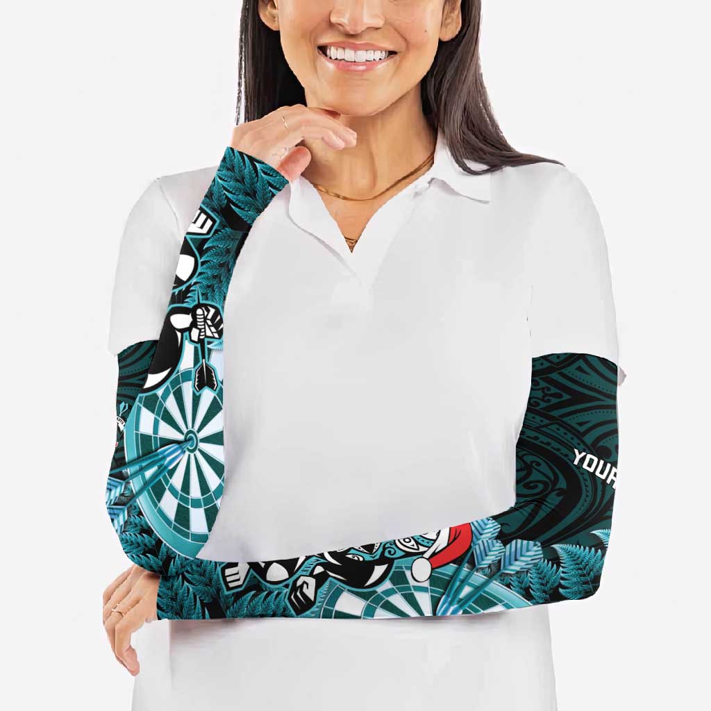 Personalised New Zealand Darts Christmas Arm Sleeves Maori Fern Merry Dartsmas LT14 - Polynesian Pride