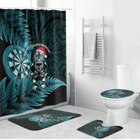 New Zealand Darts Christmas Bathroom Set Maori Fern Merry Dartsmas LT14 Bathroom Set (4 pcs) Cyan - Polynesian Pride