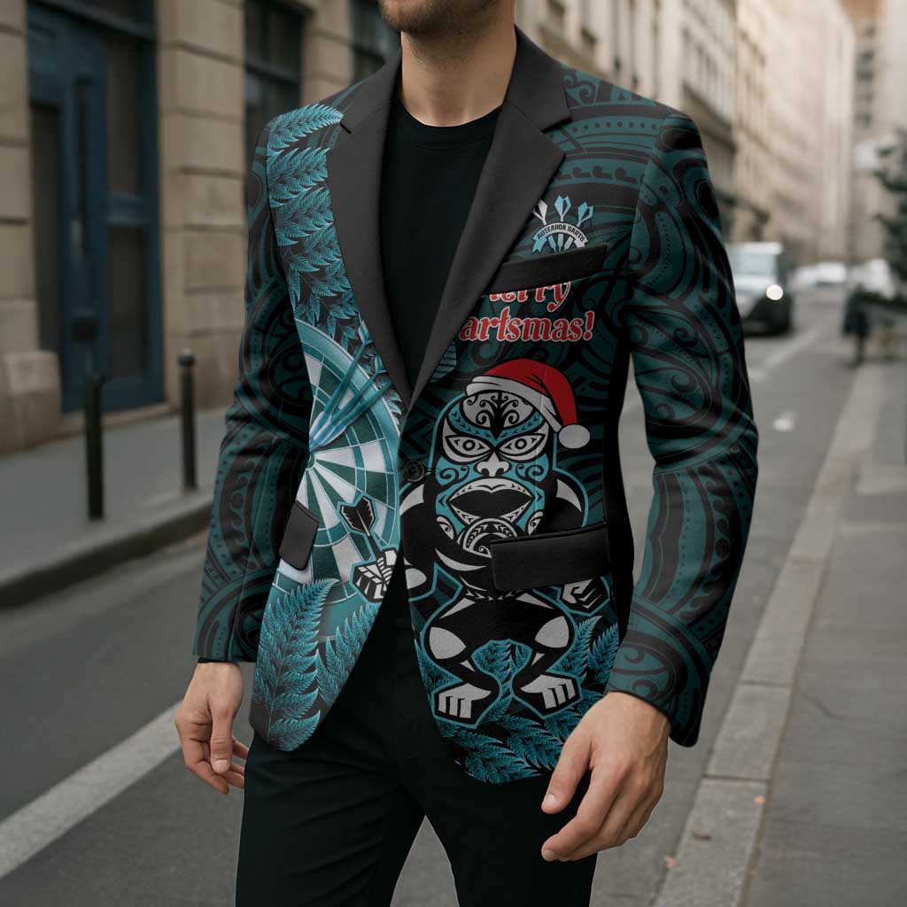 Personalised New Zealand Darts Christmas Blazer Maori Fern Merry Dartsmas LT14 - Polynesian Pride