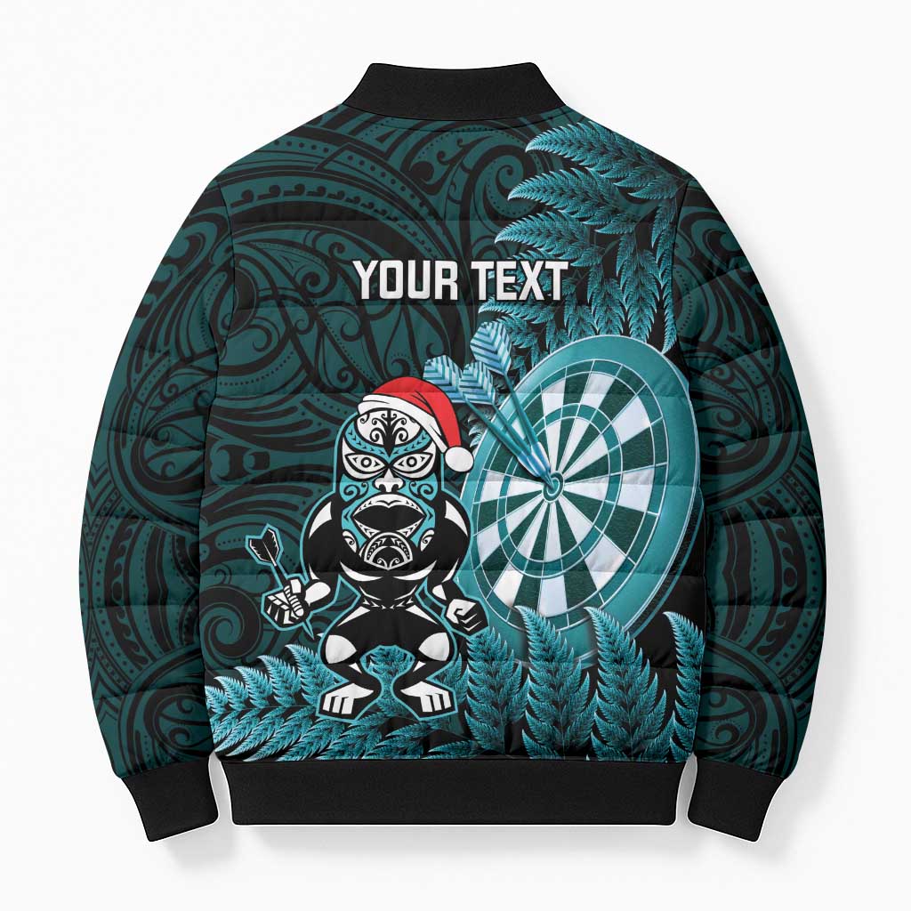 Personalised New Zealand Darts Christmas Bomber Puffer Jacket Maori Fern Merry Dartsmas LT14 - Polynesian Pride