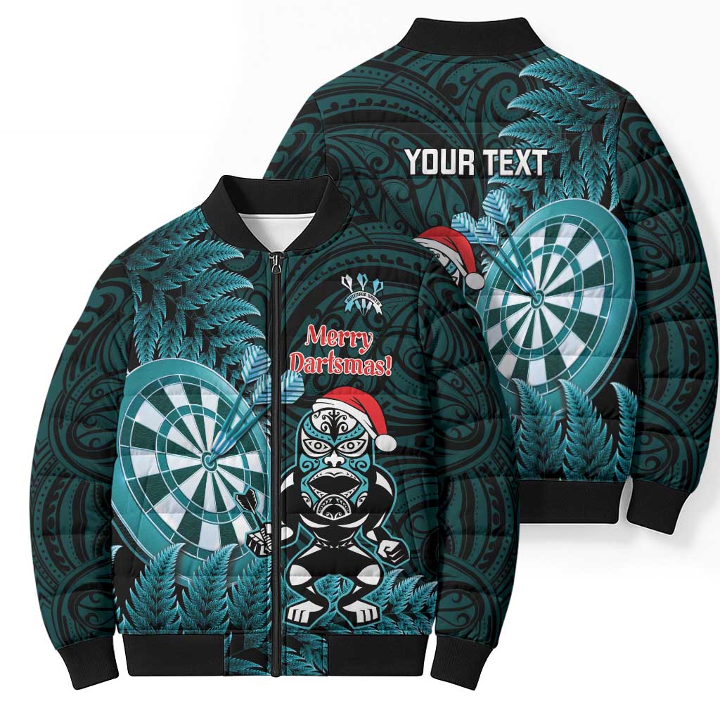 Personalised New Zealand Darts Christmas Bomber Puffer Jacket Maori Fern Merry Dartsmas LT14 - Polynesian Pride