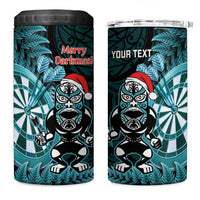 Personalised New Zealand Darts Christmas 4 in 1 Can Cooler Tumbler Maori Fern Merry Dartsmas LT14 One Size: 16 oz Cyan - Polynesian Pride