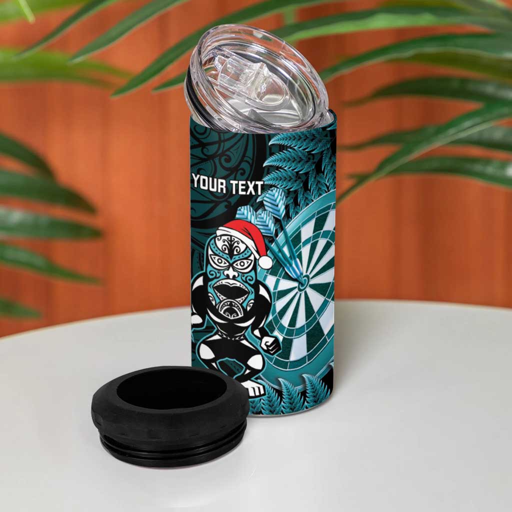 Personalised New Zealand Darts Christmas 4 in 1 Can Cooler Tumbler Maori Fern Merry Dartsmas LT14 - Polynesian Pride