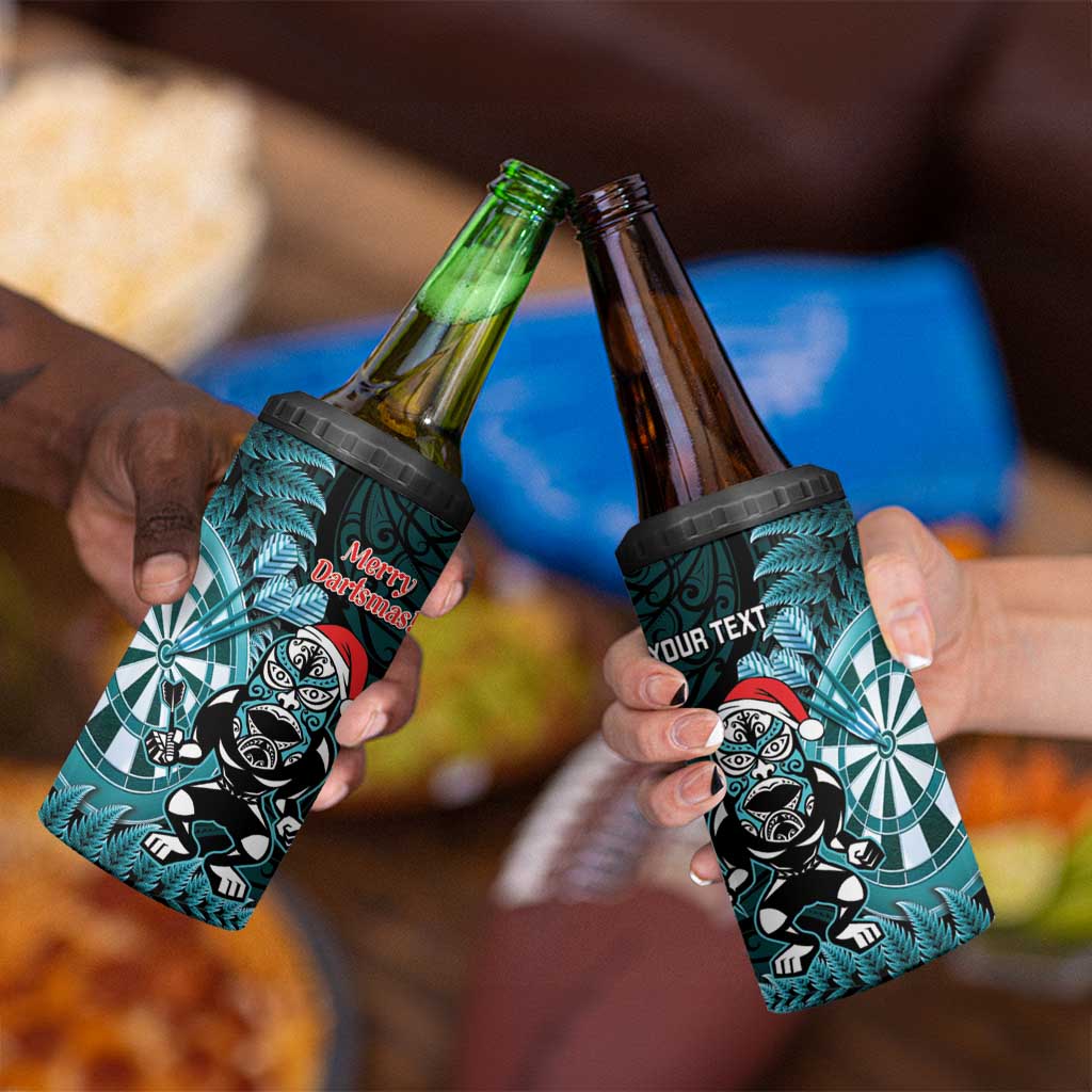 Personalised New Zealand Darts Christmas 4 in 1 Can Cooler Tumbler Maori Fern Merry Dartsmas LT14 - Polynesian Pride