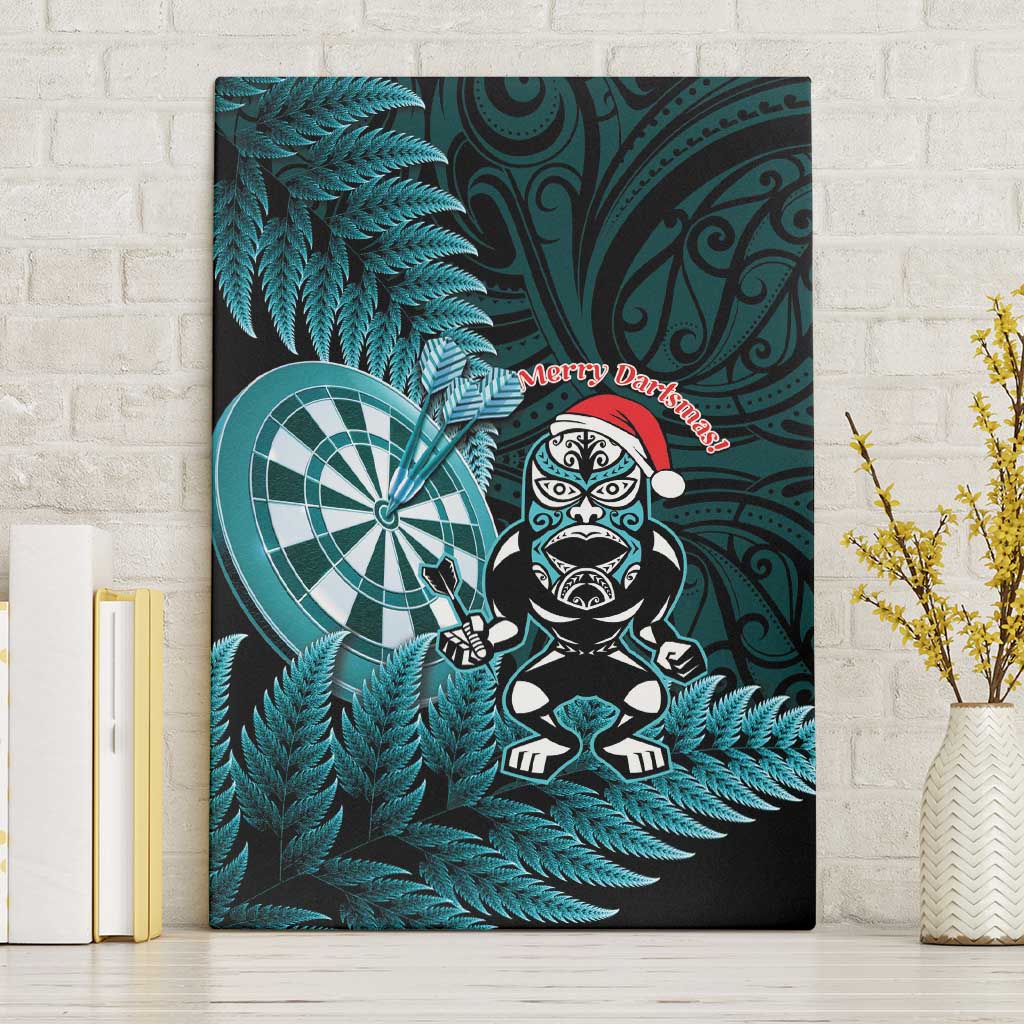 New Zealand Darts Christmas Canvas Wall Art Maori Fern Merry Dartsmas LT14 Without Frame Cyan - Polynesian Pride