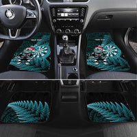 Personalised New Zealand Darts Christmas Car Mats Maori Fern Merry Dartsmas LT14 Set 4pcs Cyan - Polynesian Pride