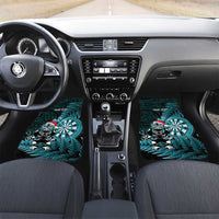 Personalised New Zealand Darts Christmas Car Mats Maori Fern Merry Dartsmas LT14 Set 2pcs - Front Cyan - Polynesian Pride