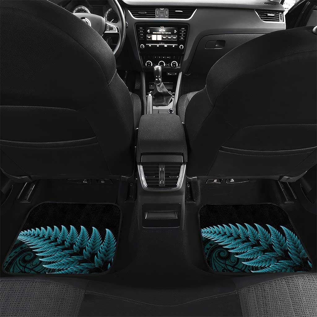 Personalised New Zealand Darts Christmas Car Mats Maori Fern Merry Dartsmas LT14 Set 2pcs - Back Cyan - Polynesian Pride