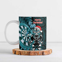 Personalised New Zealand Darts Christmas Ceramic Mug Maori Fern Merry Dartsmas LT14 Cyan - Polynesian Pride